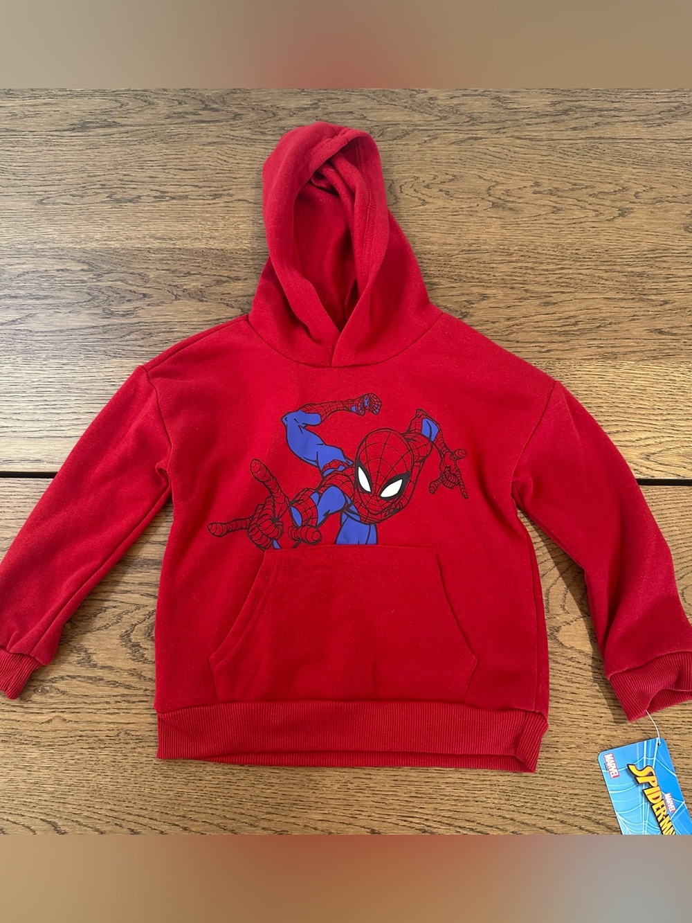 Marvel Spider-Man Boys Red Pullover Hoodie Size 5 NWT Graphic Sweatshirt